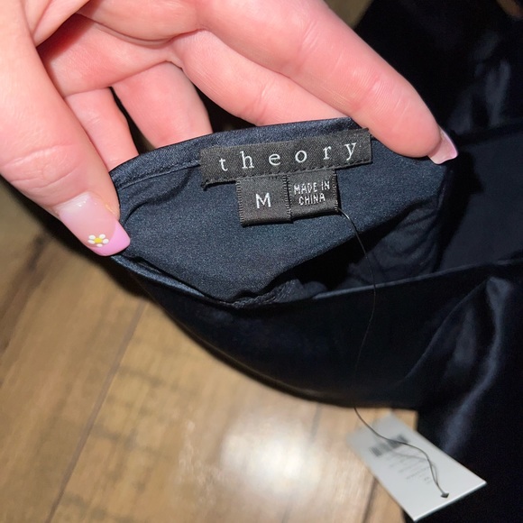 THEORY new with tags, silk ‘malvina’ halter top, size M. Navy blue - Picture 5 of 9